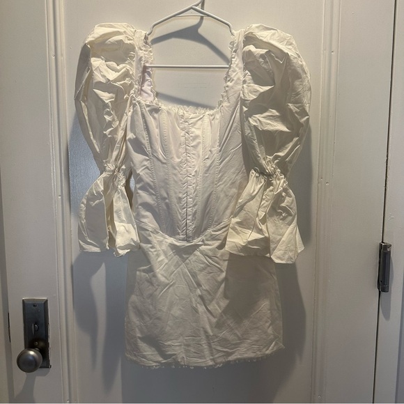HOUSE OF CB Matilda White Puff Sleeve Corset Mini Dress Size Small - Picture 8 of 9